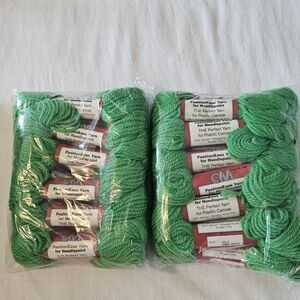 Vintage Lot 24 Skeins CM FashionEase Needlepoint Yarn Dacron Leaf Green 25 yd/ea